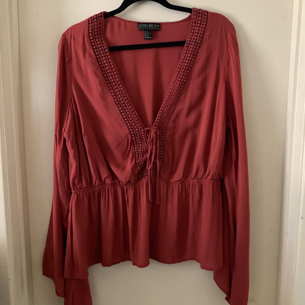 Bell sleeve v-neck blouse